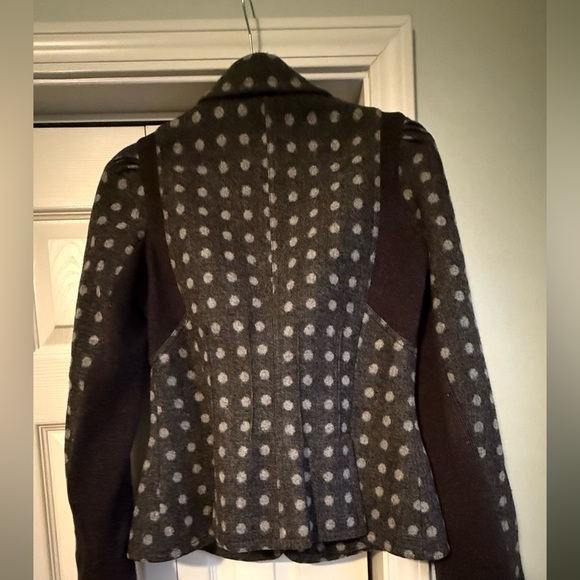 Sonia Rykiel Vintage 100% Wool Charcoal Polka Dot Blazer size 38 - Picture 5 of 15